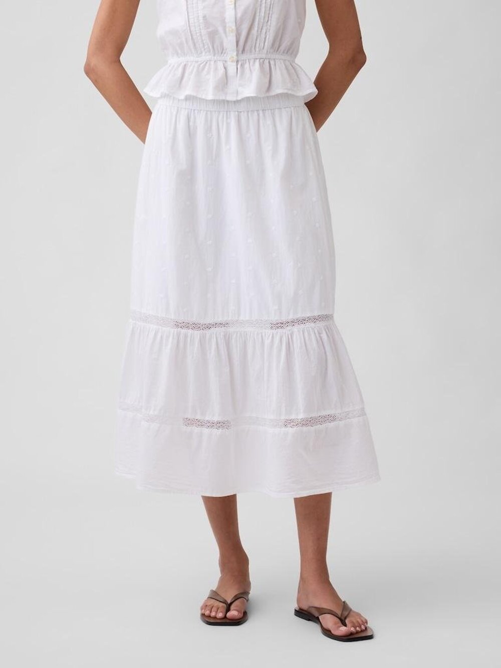 Gap Factory Relaxed Tiered White Maxi Skirt